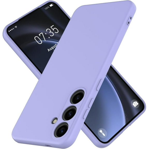 Designed for Samsung Galaxy S24 Plus Case,Slim Liquid Silicone Rubber Shockproof Phone Cover Soft Anti-Scratch Microfiber Lining Protection Case (Light Purple)