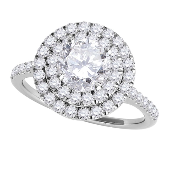 Aonejewelry 0.75 Ct. Halo Unique Design Diamond Engagement Ring In 14k Solid White Gold