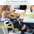 thumbnail image 2 of Electric Lunch Box Food Heater Portable Three Compartment Food Lunch Box Warmer for Car Truck Home Work Leak Proof with 1.2L Removable 304 Stainless Steel Container & Spoon (White), 2 of 13