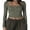 Army Green, variant on KMBANGI Women Square Neck Slim Shirt Long Sleeve Button Front Crop Tops Fitted Ribbed Low Cut Layering Tight Basic Tee(Button Brown,Small)