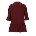 thumbnail image 6 of Women's Tops Summer Trendy V Neck Half Horn Sleeve Shirt Curved Hem Loose Flowy Comfortable Breathable Blouses (XL, Wine), 6 of 7