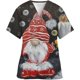 thumbnail image 1 of Blusa de algodón con cuello en V para hombre y mujer, ropa de trabajo con estampado navideño, uniforme médico, médico, enfermera, 1 of 5