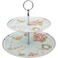 thumbnail image 2 of Soporte elegante para tartas de porcelana con flores, soporte para cupcakes, bandeja para servir pastelería, soporte de torre para cupcakes escalonados, soporte de postre, 2 of 7