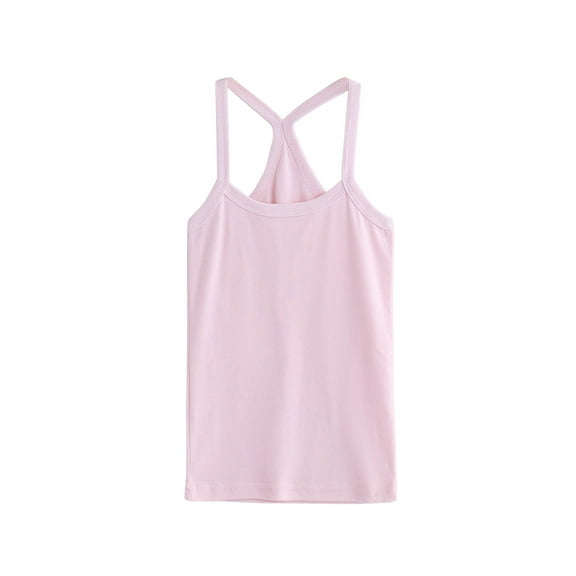 SUXIAN Solid Racerback Dance Tank for Girls girl tops Sleeveless Sports Wear Pink 9-10 Years