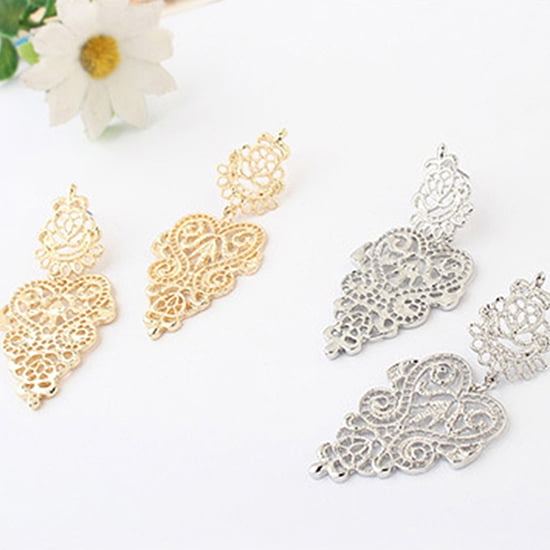 Soumake Vintage Women's Bohemian Hollow Design Long Drop Dangle Earrings Piercing Jewelry