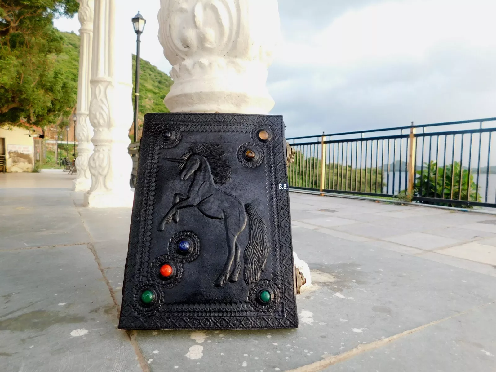 Handcrafted Embossed Design Vintage Leather Bound Journal Unicorn Grimoire Book of Shadow Spell Diary Blank Notebook For Men & Women