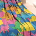 thumbnail image 3 of Colorful Cartoon Dinosaurs Geometric Pattern Blanket,Comfortable Soft Lamb Wool Throw Blanket,All Season,Warm Lightweight Blankets for Sofa Bed Couch Living Room Chair,30"x40", 3 of 4