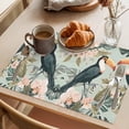 thumbnail image 3 of Summer Floral Animal Placemats Set of 6, Black Watercolor Parrot Non-Slip Place Mats Washable Table Mats for Kitchen Dining Table Decorations Indoor/Outdoor, 3 of 9