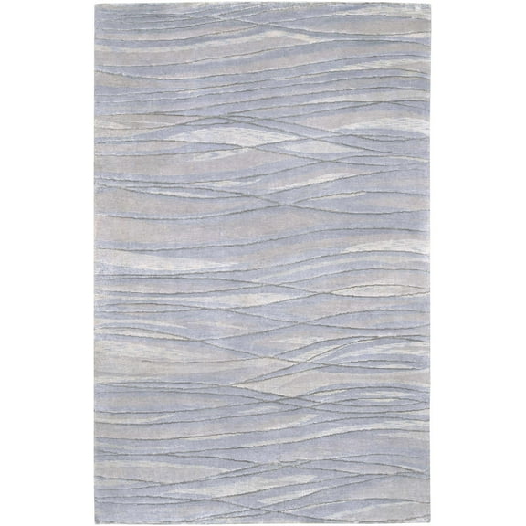 Hauteloom Sinai Wool Living Room, Bedroom Area Rug - Contemporary - Dark Red, Light Blue, Light Gray - 2' x 3'