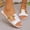 White, variant on FRSASU Women's Width Flat Slides Sandals Fashionable Summer Hollow Out Square Toe Slippers Comfortable Beach Vacation Sandals White