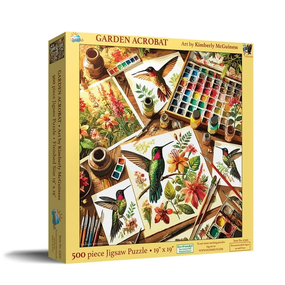 SUNSOUT INC - Garden Acrobat - 500 piece Jigsaw Puzzle for Adults by Artist: Kimberley McGuiness - Finished Size 19" x 19" - MPN# 27320