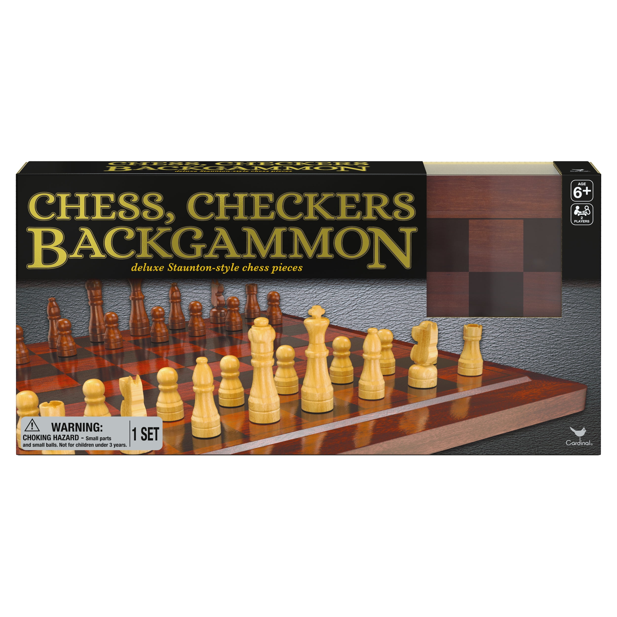 Wooden Chess, Checkers, and Backgammon Game Set - Walmart.com