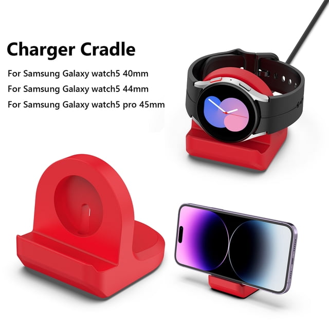Cuna Del Cargador Base de carga inalámbrica de silicona para Samsung Galaxy Watch 5/5Pro (rojo)