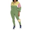 thumbnail image 4 of Aomice Two Women's 2 Piece Outfits Lapel Half Zip Long Sleeve Sweatshirts Sweatpants Tracksuit Casual Sweatsuits-Green-XL, 4 of 6