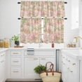thumbnail image 3 of Spring Flower Kitchen Curtains Valances and Tiers Set of 3 Watercolor Vintage Gradient Pink Floral Green Plant Tier Curtains and Valance with Rod Pocket for Small Windows, 27.5"x24", 3 of 9
