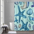 thumbnail image 5 of Ocean Creature Bathroom Shower Curtain, Conch Shell Blue Sea Starfish Cartoon Waterproof Washable Soft Bath Curtain for Bathtub Decor with 12 Hooks&Grommet, 36x78 Inch, 5 of 9
