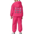 thumbnail image 5 of Big Outfits for Girls Sets Boys Long Sleeve Solid Warm Hoodie Pullover Tops Pants Kids Sweat Suit Fall Girls Clothes Hot Pink Size 8-9T, 5 of 7