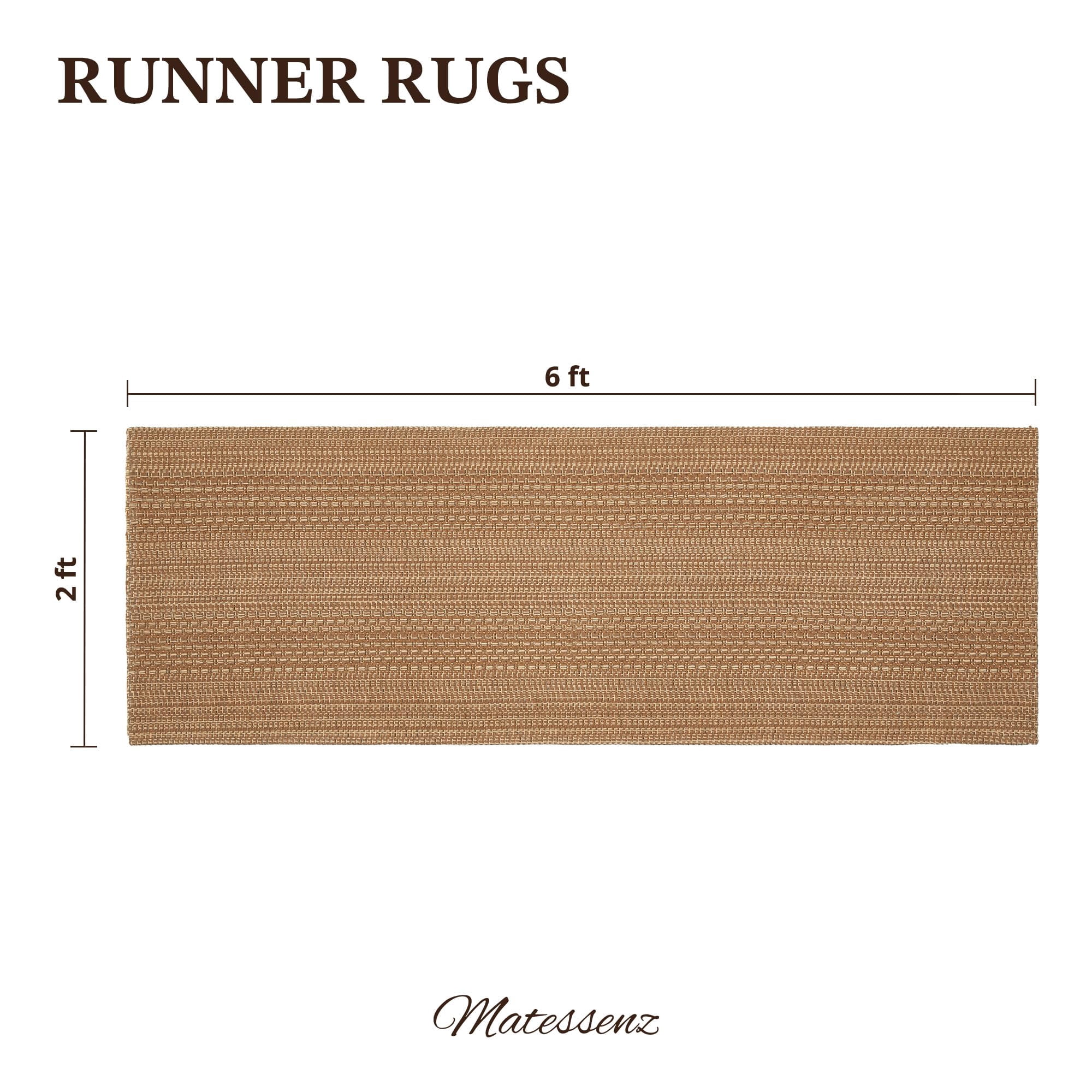 MatEssenz Runner Rug 2x6, Boho Long Hallway Runner for Kitchen Entryway, Machine Washable Non-Slip Woven Rug, Vintage Geometric Indoor Runner, Light Taupe Brown