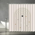 thumbnail image 2 of Mid Century Shower Curtain Abstract Rainbow Curve Lines Modern Aesthetic Boho Minimalistic Retro Neutral Contemporary Art Bathroom Decor Fabric Set with Hooks(70" WX70 H), 2 of 3