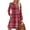 Red, variant on CharmCyan Women's Long Sleeve Pleated Round Neck Plaid Stripe Print Casual Dress With Pockets Beige L