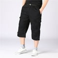 thumbnail image 3 of Jinda Men's Capri Cargo Pants Work Utility Pants Bottom Closed Back Flap Pocket Casual Long Shorts Black Large, 3 of 4