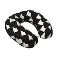 thumbnail image 2 of U-Shaped Pillow 11.8×9.8in With Pillow Core Comfortable Soft Invisible Zipper For Daily Travel Driving Office Black Houndstooth Vintage Texture_3, 2 of 8