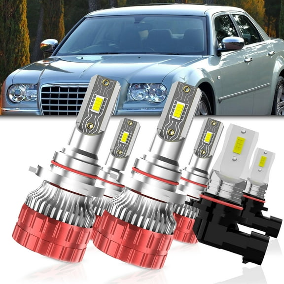 LECCIBUB LED Headlight Bulbs Compatible With Chrysler 300 2005-2009,9005 High Beam   9006 Low Beam   9145 LED Fog Light Bulb,6500K White,Plug and Play,Pack of 6