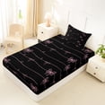 thumbnail image 4 of Erosebridal Cute Coquette Bowknot Twin Sheet Sets,Kawaii Bows Cute Bowtie Bedding For Girls Kids,Black Lightpink 3-Piece, 4 of 6