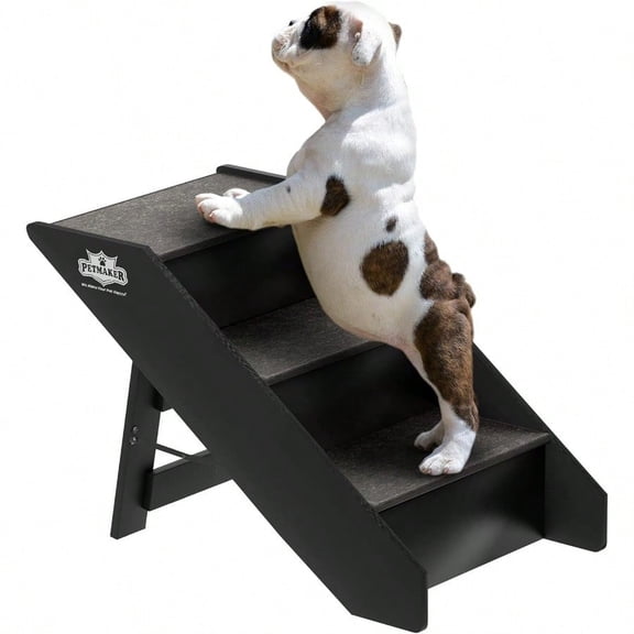 Pet Stairs Safe and Durable Indoor or Outdoor Ramp with 3 Step Design Cat or Dog Steps for Home and Vehicle by Gray
