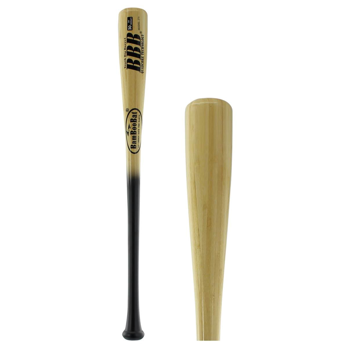 BamBooBat Youth Big Barrel Bamboo Wood Baseball Bat YBBHBBN 29 inch