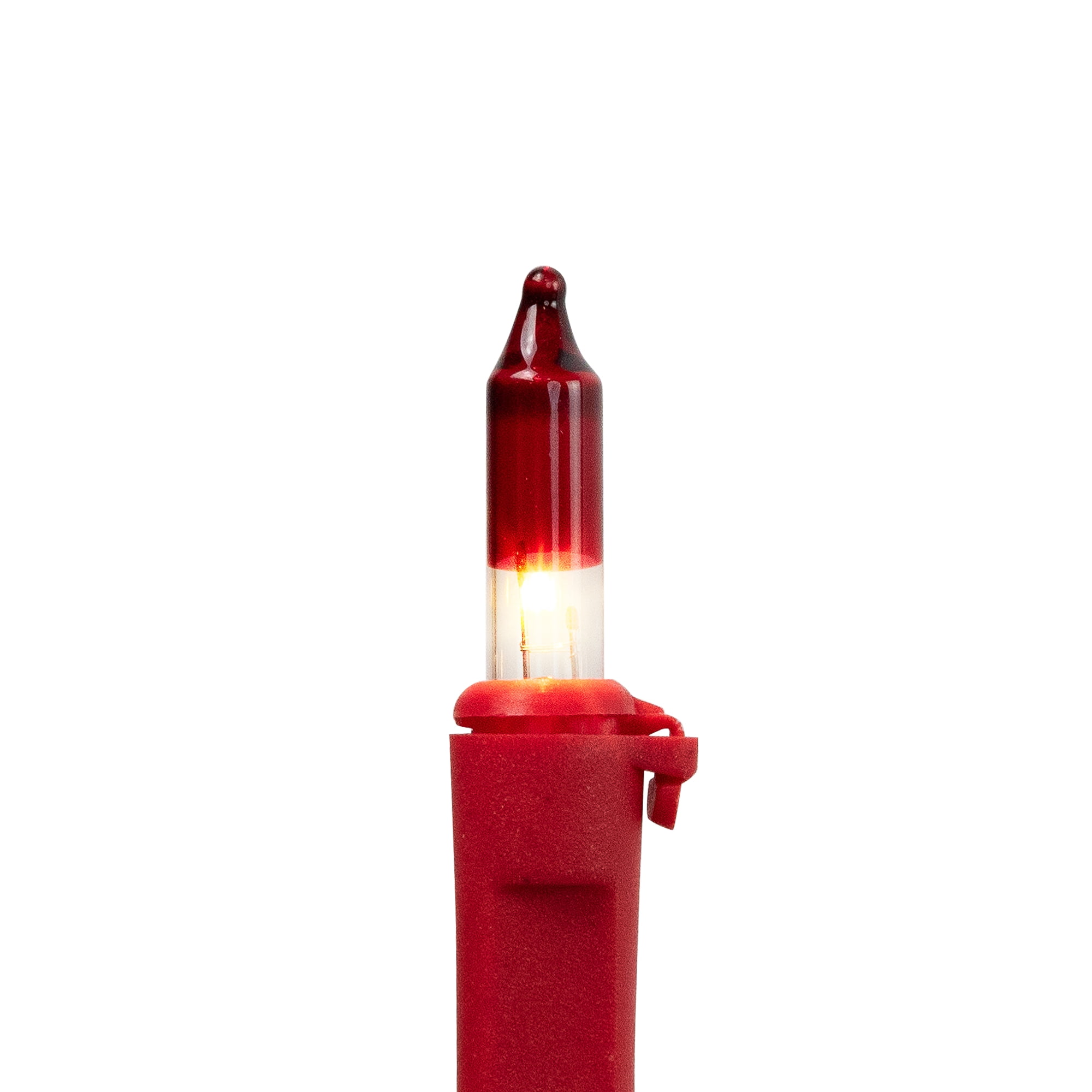 Northlight Mini Christmas Light Set- Clear with Red Tips - 10' Red Wire - 50ct