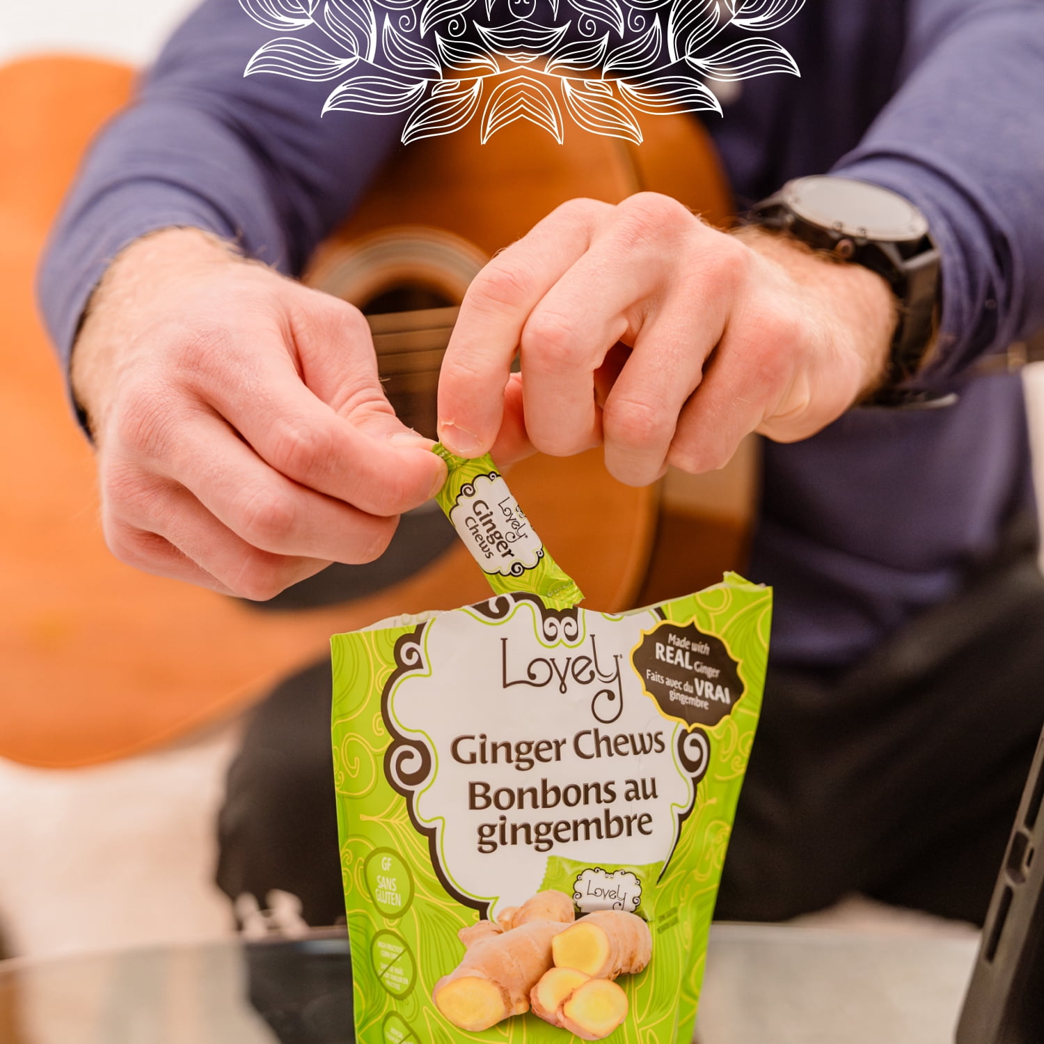 Lovely Candy Co. Lemon Ginger Chews, Made with Real Ginger, Individually Wrapped Ginger Candy, 5 Ounce (Pack of 3) | Gluten-Free, Non-GMO, NO Artificial Ingredients, NO High Fructose Corn Syrup