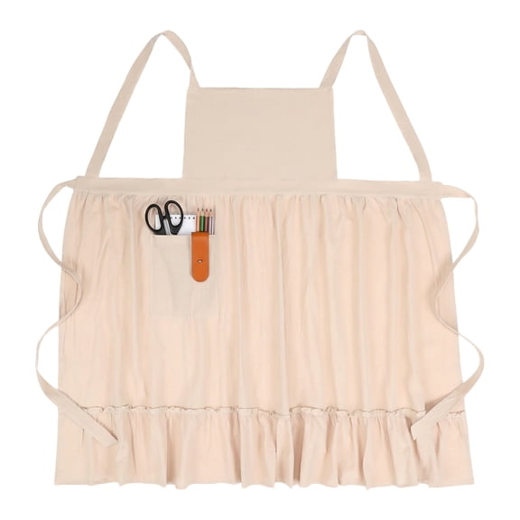 Unique Bargains Aprons for Women with Pockets Kitchen Apron Extra Long Waist Beige