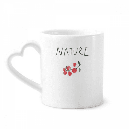 

Red Fruit island Painting Mug Coffee Cup Pottery Cerac Heart Handle 12oz