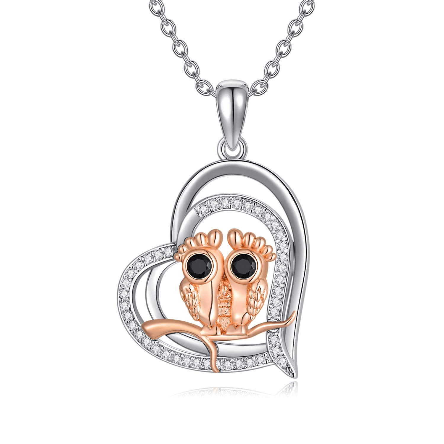 AOBOCO Sterling Silver Owl Necklace 