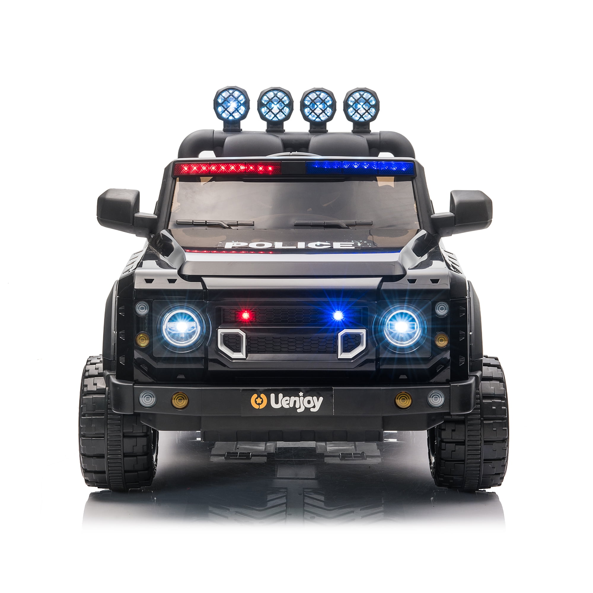 CIPACHO 24V Kids Ride On Police Car Toy with 2.4G Remote Control, Electric Car for Kids Four Wheel Absorber, Music and Light, Trunk, Black CIPACHO 24V Kids Ride On Police Car Toy with 2.4G Remote Control, Electric Car for Kids Four Wheel Absorber, Music and Light, Trunk, Black