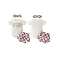 thumbnail image 6 of JYYYBF Baby Girl 4th of July Outfit, Letter Print Short Sleeve Romper Elastic Waist Shorts Bow Headband Toddler Summer Set, 6 of 6