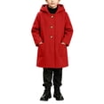 thumbnail image 4 of RYRJJ Kid Girls Single Breasted Trench Coat Winter Warm Long Peacoat Long Sleeve Hooded Jacket Outwear with Pockets, 4 of 9