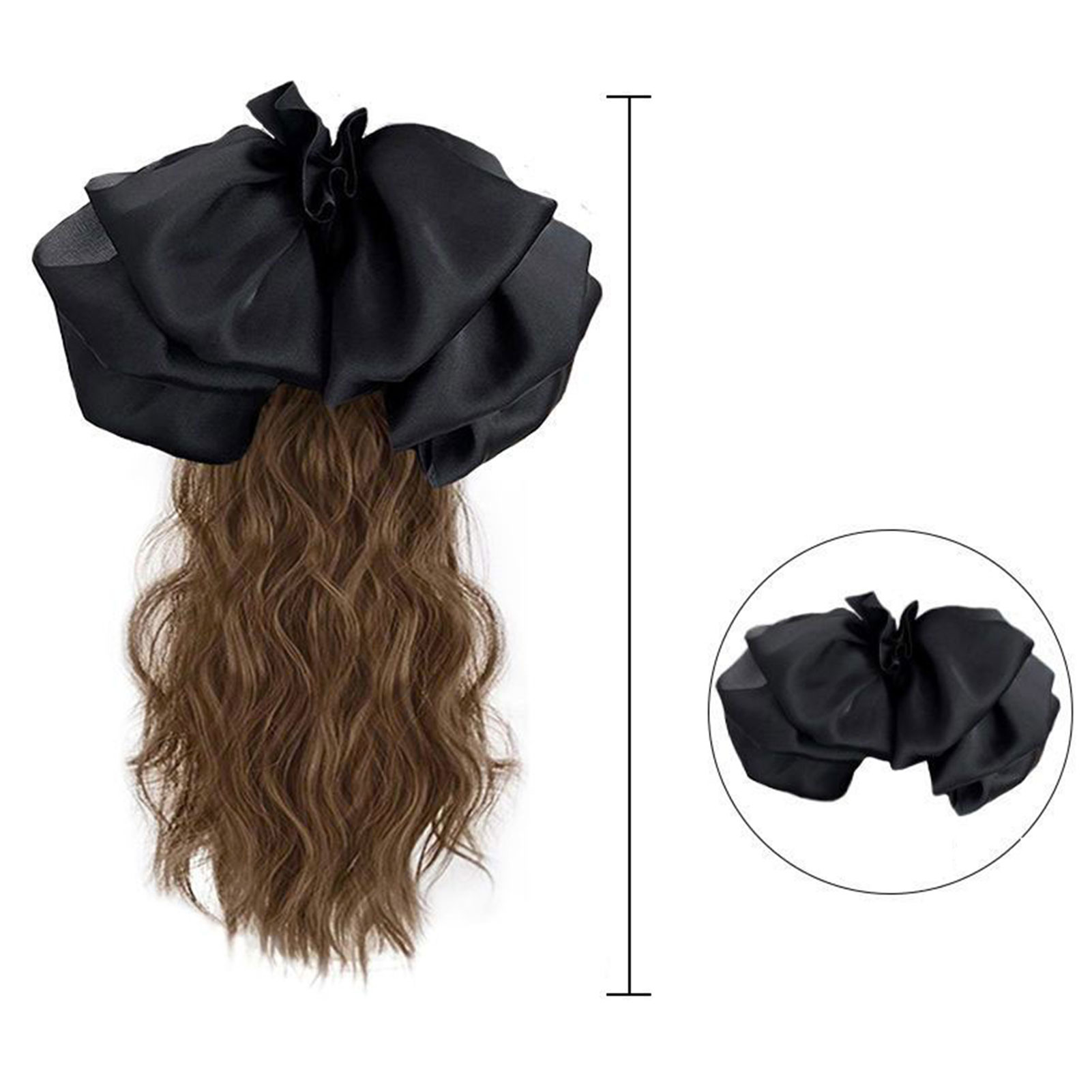 Curly Hair Ponytail Extensions Detachable Bowknot Design Hairpiece for