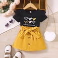 thumbnail image 2 of Coerni Boho Baby Girl Clothes Girls Summer Set Short Ruffled Sleeve Print Tops Solid Skirt Outfits Baby Clothes Girl New Born, 2 of 8