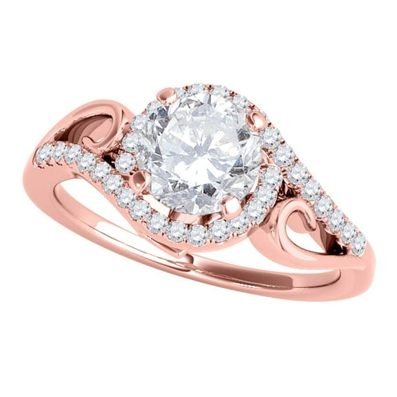 Mauli Jewels Engagement Rings for Women 1/2 Carat Halo Diamond Engagement Ring 4 Prong 14k Solid Rose Gold