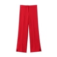 thumbnail image 4 of HH TRAF 2024 Pantalones rectos de estilo urbano para mujer, pantalones lisos de cintura media con abertura y botones con cremallera, pantalones largos de verano para mujer a la moda, 4 of 5
