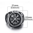 thumbnail image 3 of Elfasio Viking Rings Valknut Pirate Compass Norse Scandinavian Text Symbol Men Stainless Steel Vintage Jewelry Size 10, 3 of 6