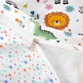 thumbnail image 4 of Castle Fairy Cute Safari Elephant Lion Giraffe Zebra Duvet Cover Queen,Cartoon Floral Animal Queen Bedding,White Multicolor,Reversible,3-Piece,No Comforter,1 Duvet Cover and 2 Pillowcases, 4 of 6