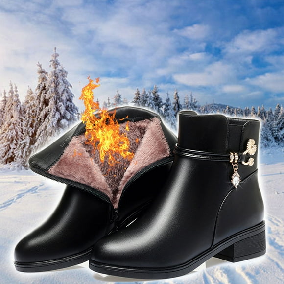 Cameland Womens Snow Boots Winter Warm Booties Skin Skin Lined AntiSlip Ankle Boots Outdoor Slip On Water Proof Booties Comfortable Warm Shoes