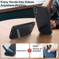 thumbnail image 3 of for iPhone X/XS PU Leather Back Case, Built-in Invisible Stand [Compatible with Magsafe] Protective Slim Kickstand Anti-fall Phone Cover Compatible with iPhone X/XS, Black, 3 of 8