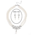 thumbnail image 6 of rygai 1 Set Bride Necklace Double Layer French Style Vintage Elegant Gift Hypoallergenic High Gloss Faux Pearl Women Earrings Wedding Jewelry,A, 6 of 7
