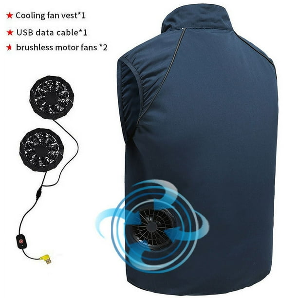 Ropa de aire acondicionado para hombre, chaleco de refrigeración con ventilador, carga USB, abrigo de Color sólido para exteriores, talla grande, verano, 2022