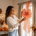 thumbnail image 5 of Fall Plaid Wired Edge Ribbon 2.46 Inch Wide, Thanksgiving Harvest Checkered Ribbon Roll for Gift Wrapping Wreath DIY Craft Halloween Fall Home Party Decoration, 5 of 6
