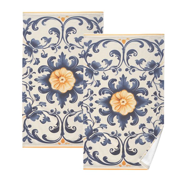 Traditional Tribal Pattern Hand Towel Bath Towels Face Towels Cotton Absorbent for Home Hotel Spa Swimming Yoga Sports Decorative Towel Set of 2